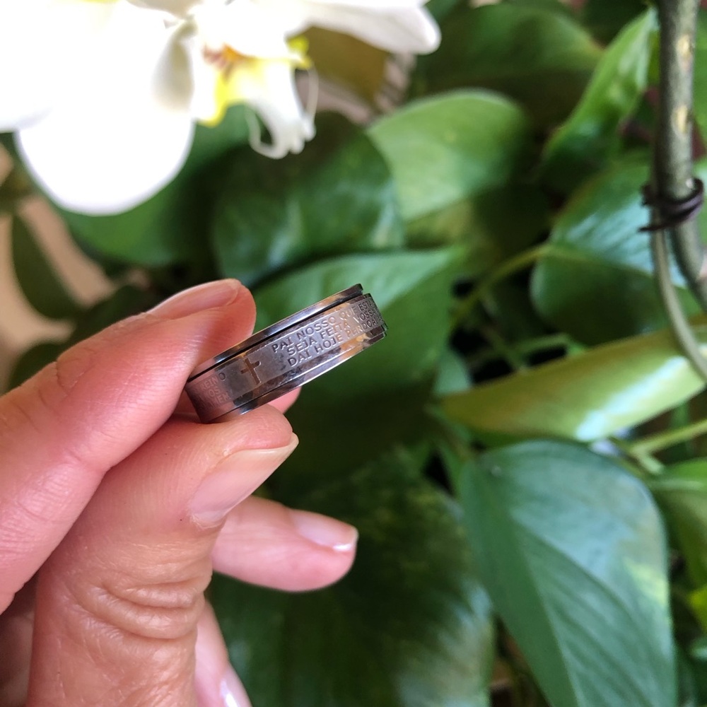 Our Father “Pai Nosso” in Portuguese Stainless Steel Silver Fidget Spinner Band